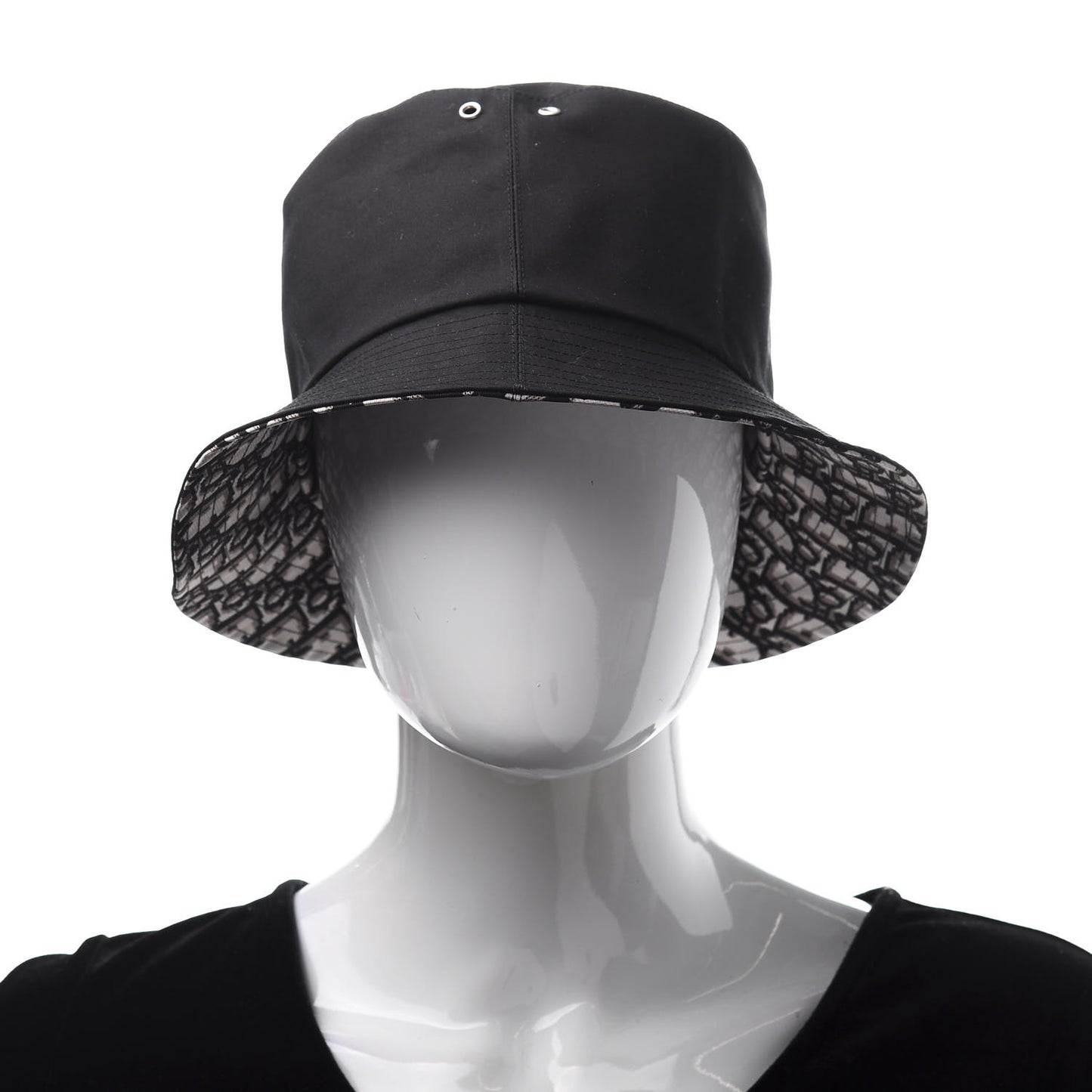 Polyester Cotton Oblique Teddy-D Brim Bucket Hat 58 Black