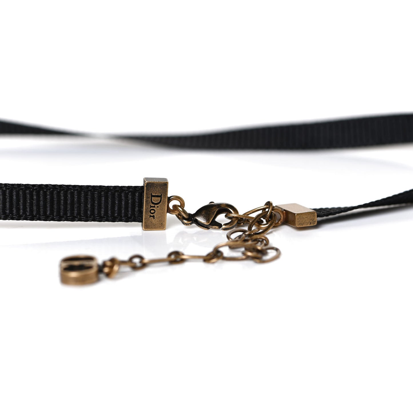 Grosgrain Ribbon J'Adior Logo Choker Necklace Black