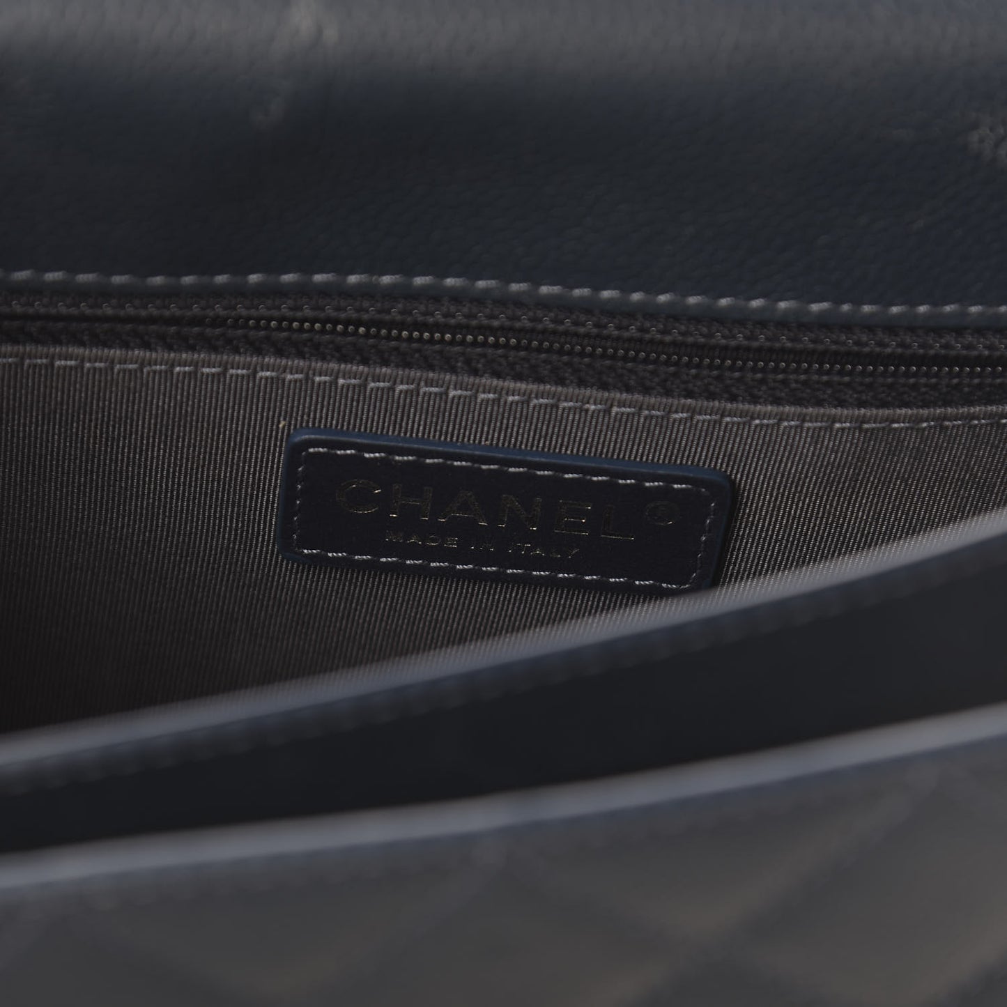 Grained Calfskin Quilted Large CC Box Flap Blue