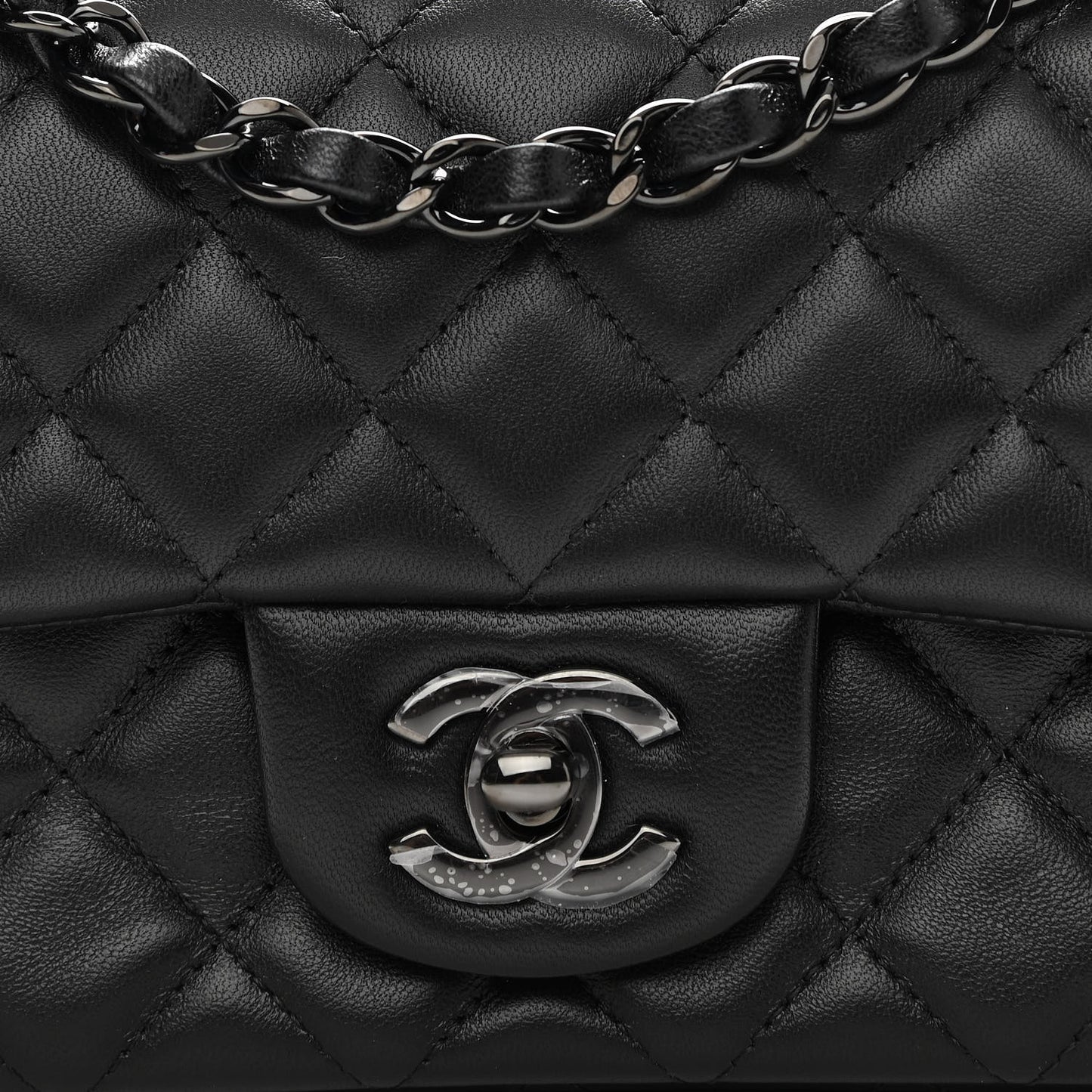 Lambskin Quilted Mini Rectangular Flap So Black