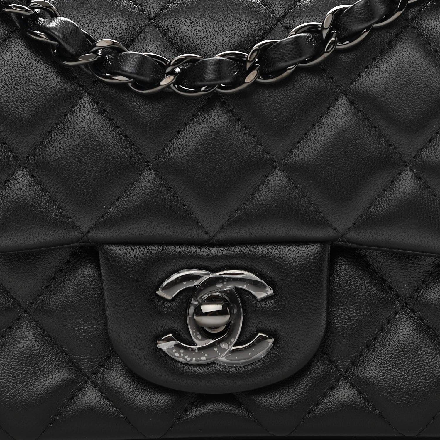 Chanel Lambskin Quilted Mini Rectangular Flap So Black 8 of 11