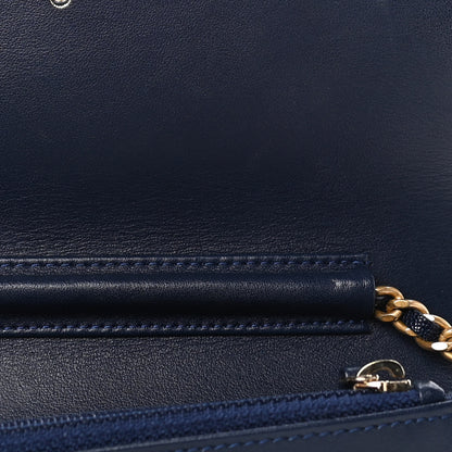 Chanel Caviar Quilted Boy Wallet On Chain WOC Navy 11 of 15