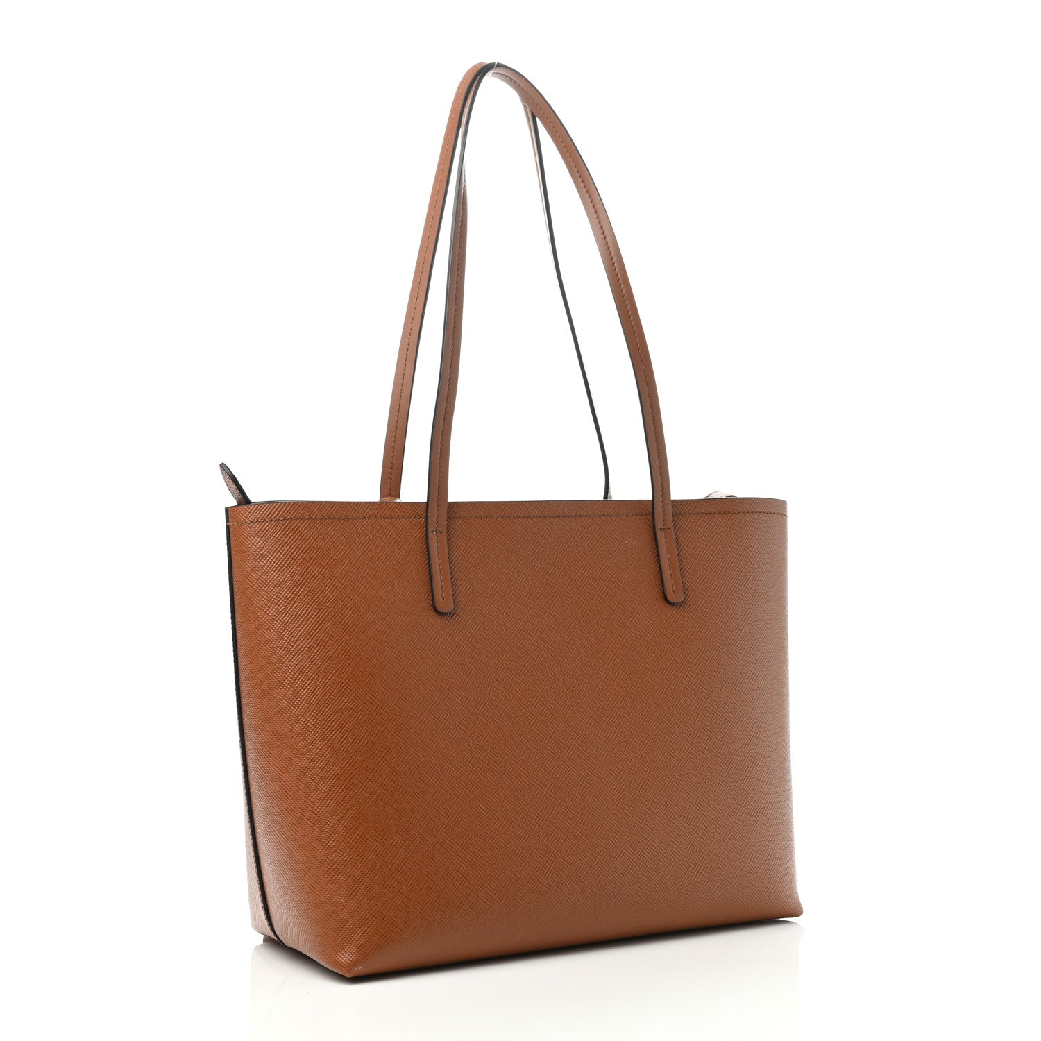 Prada Saffiano Cuir Shopping Tote Cognac Black 2 of 4