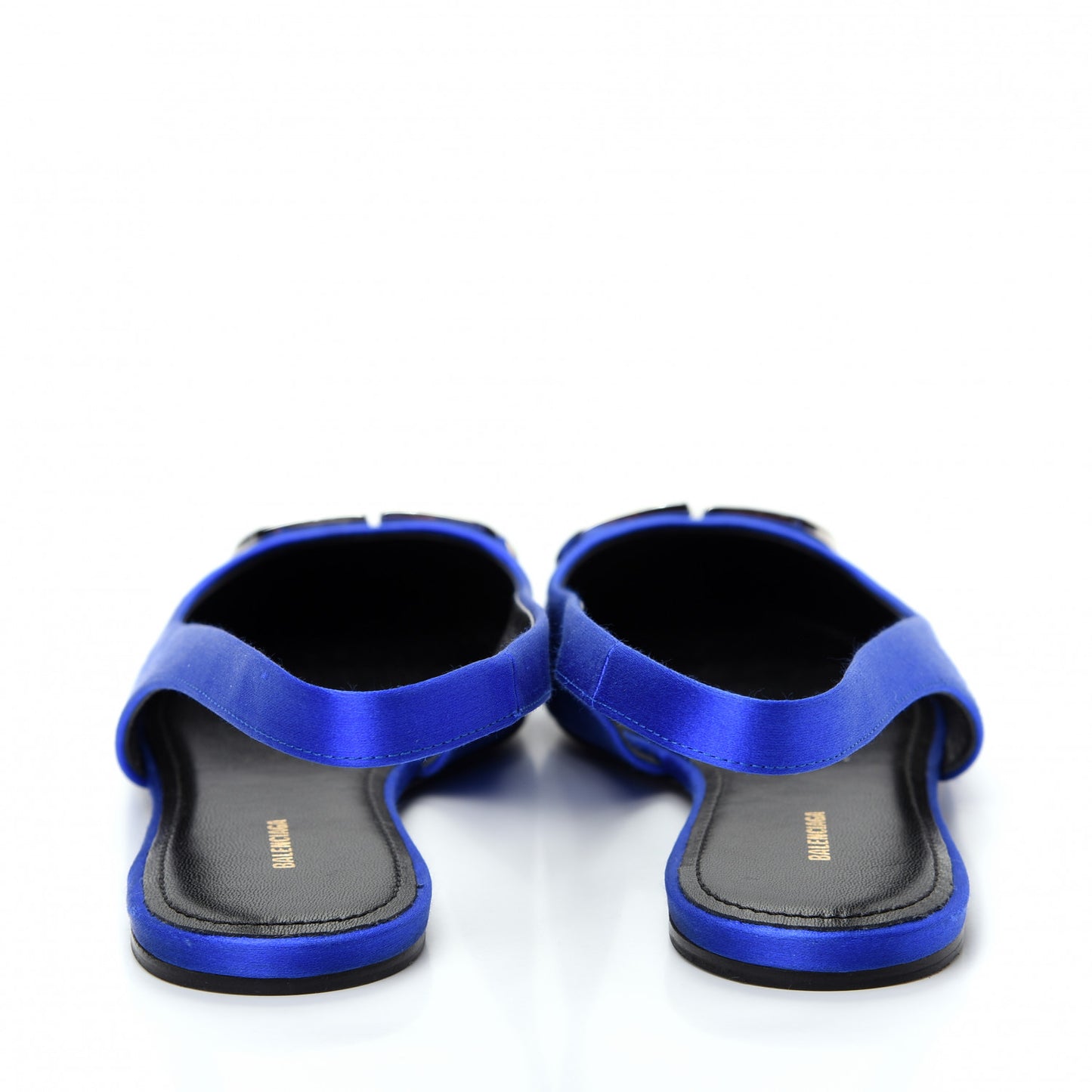 Satin BB Knife Pointy Toe Slingback Flats 36 Bleu