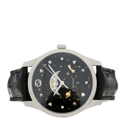 Gucci Stainless Steel Alligator 40mm G-Timeless Moonphase Star Planet Quartz Watch Black 2 of 5