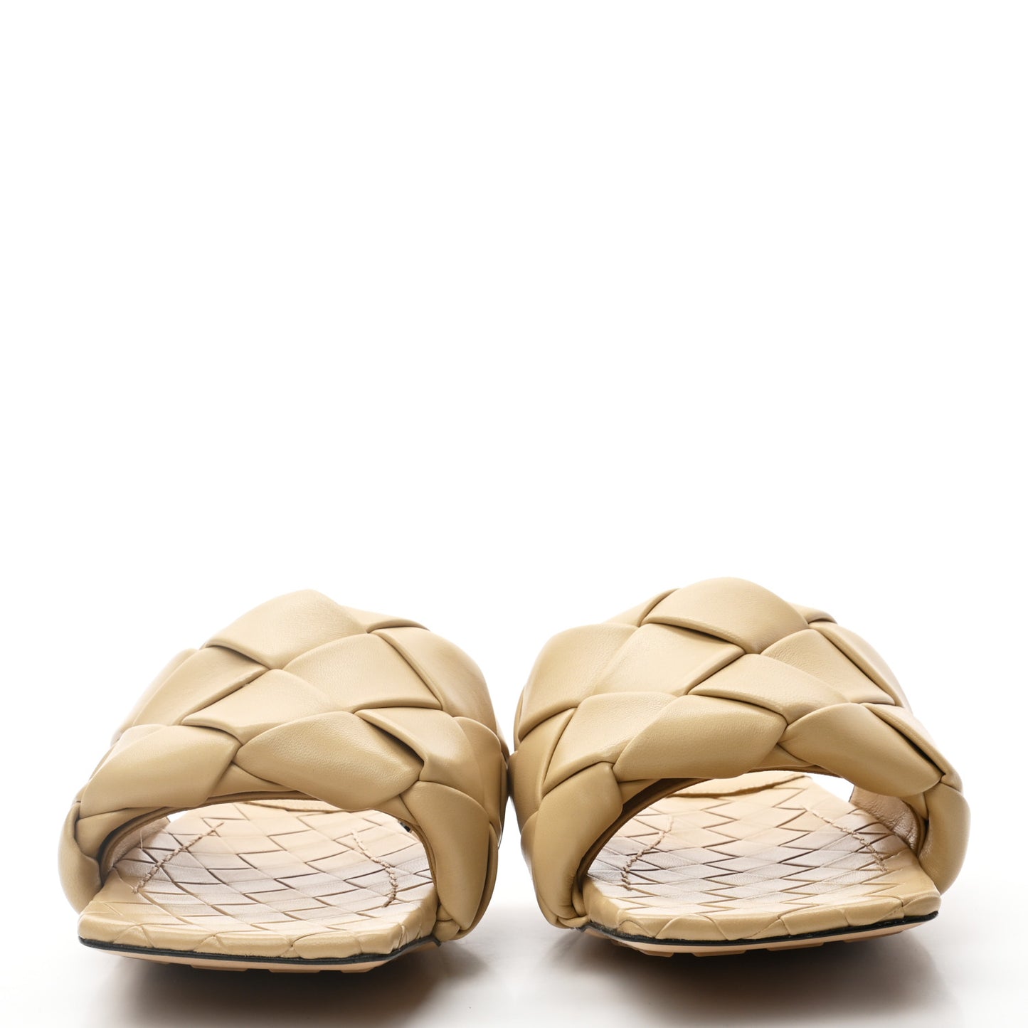 Nappa Maxi Intrecciato Lido Flat Sandals 39 Cane Sugar