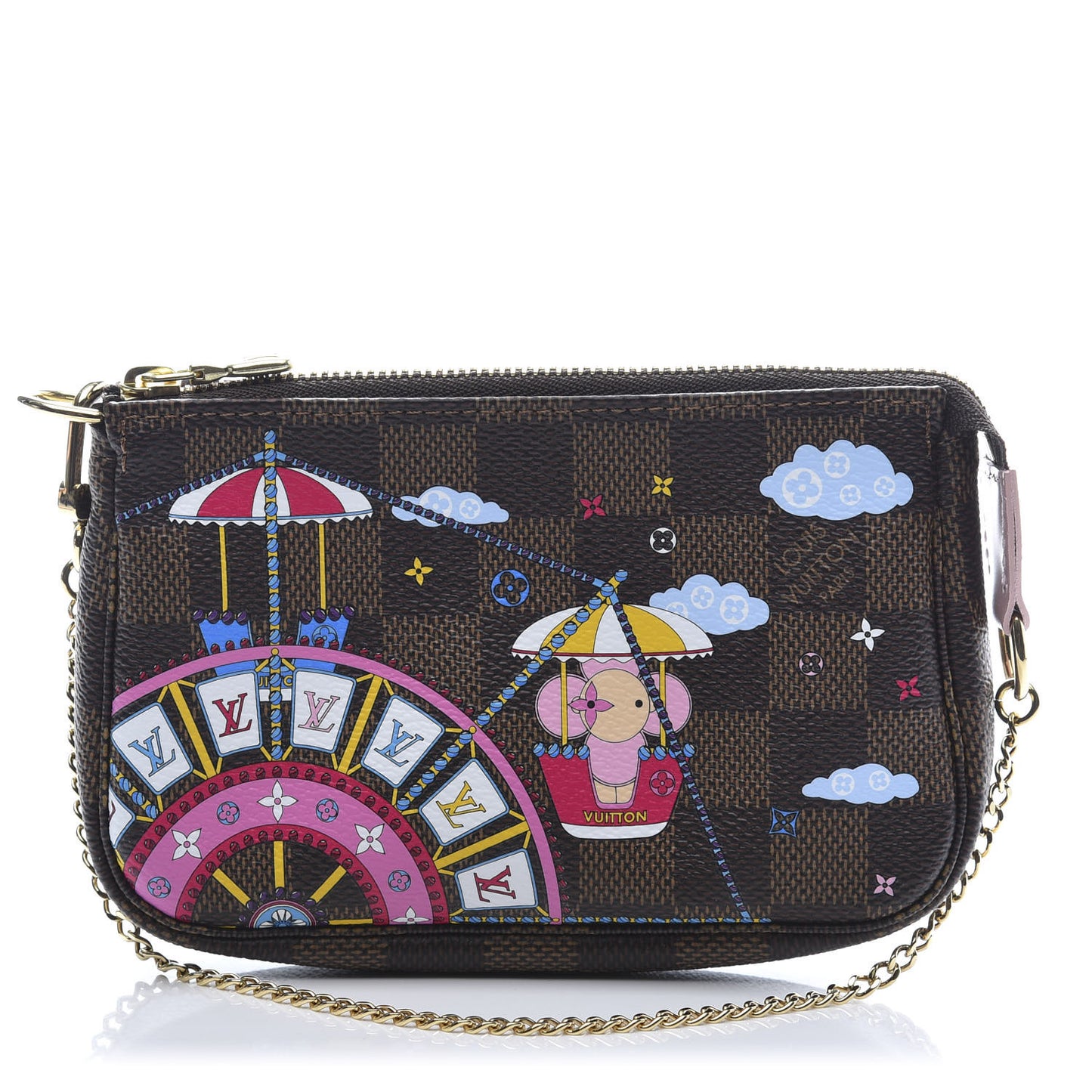 Damier Ebene 2020 Christmas Animation Big Wheel Mini Pochette Accessories Rose Ballerine