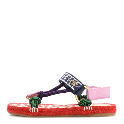 Valentino Garavani Embroidered Jacquard Grosgrain Cord Vg Lake Powell Velcro Espadrille Sandals 37 1 of 9