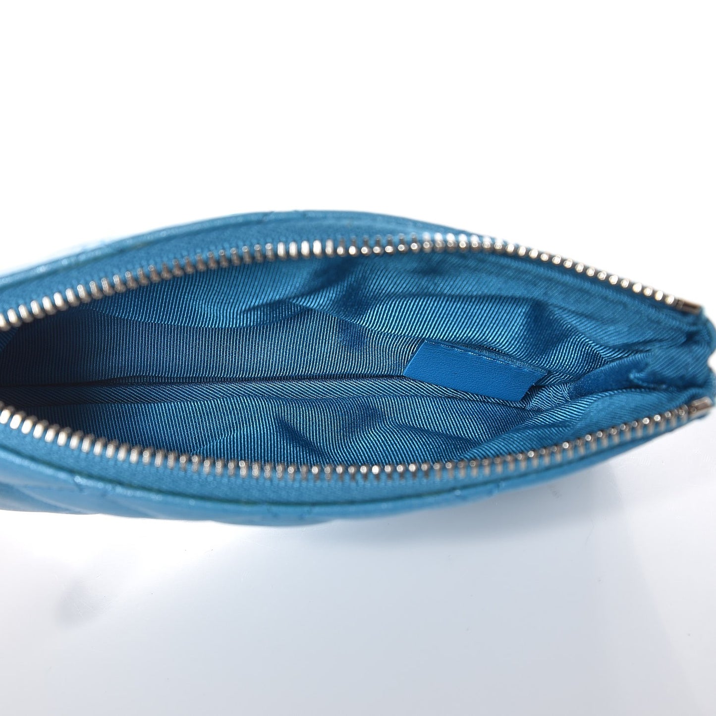 Metallic Lambskin Small Cosmetic Case Turquoise