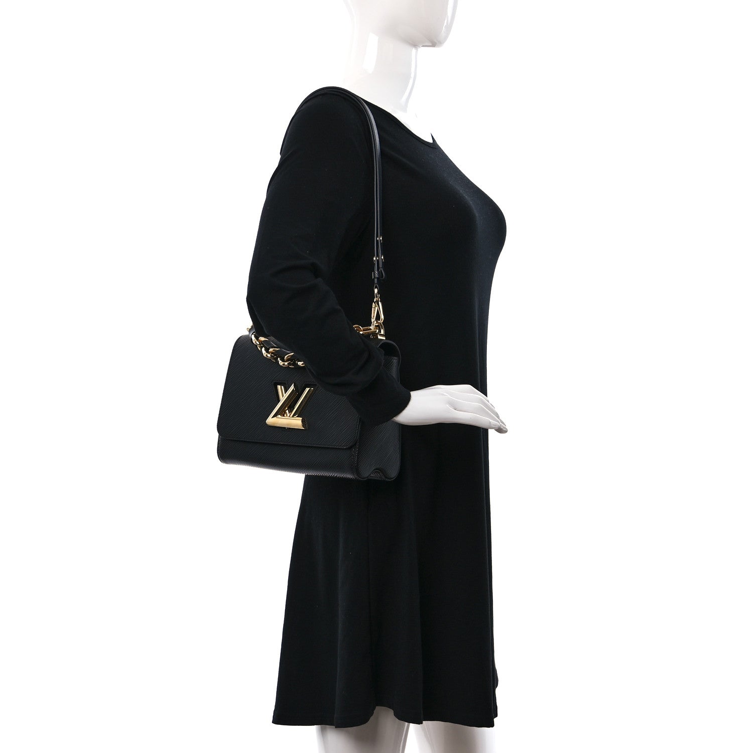 Louis Vuitton Epi Twist Braided Strap Shoulder Bag MM Black 2 of 10