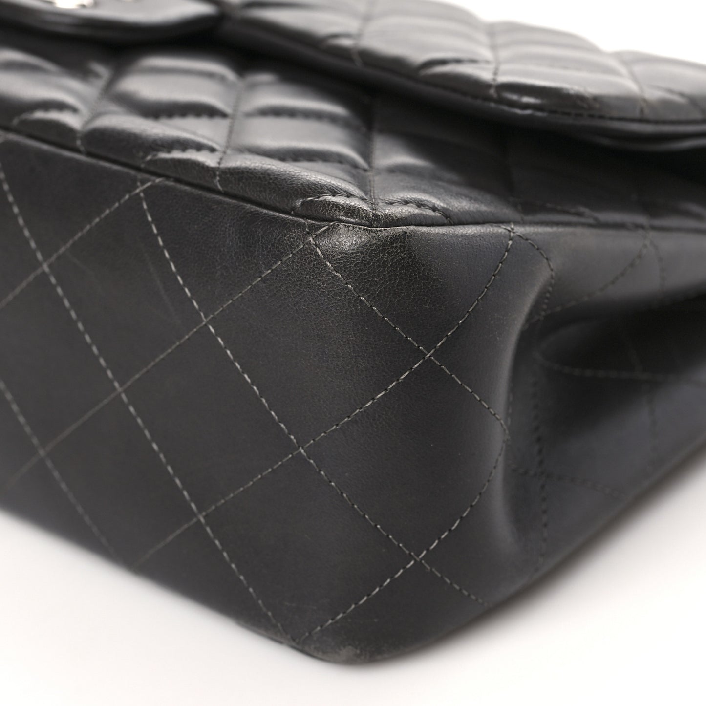 Lambskin Quilted Jumbo Double Flap Dark Grey