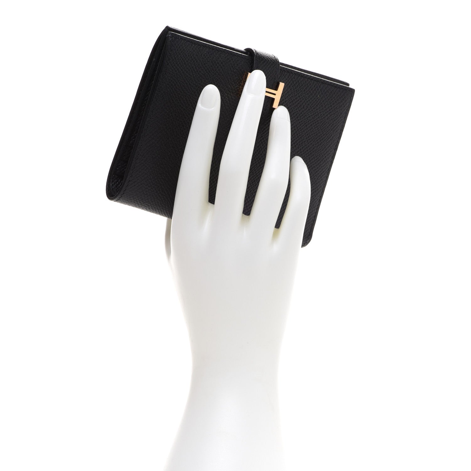 Hermes Epsom Bearn Compact Wallet Black 2 of 8