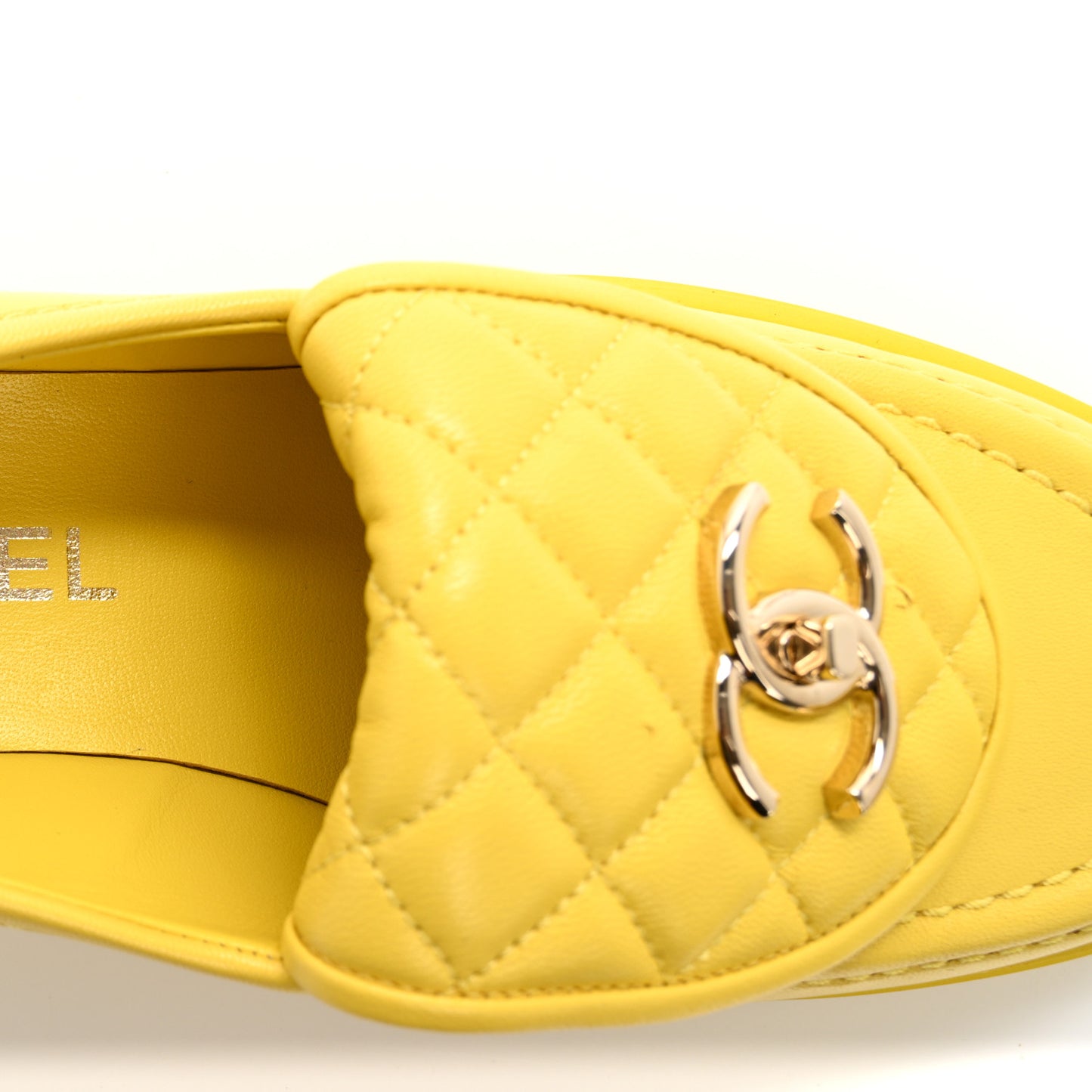 Lambskin Quilted CC Turnlock Loafers 36.5 Yellow