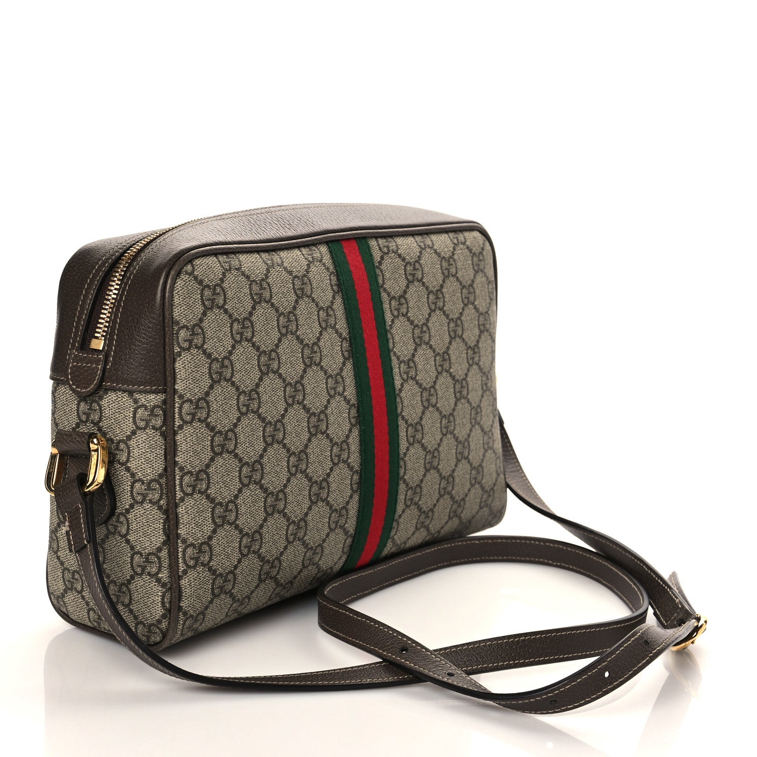 Gucci GG Supreme Monogram Web Small Ophidia Shoulder Bag Brown 3 of 11