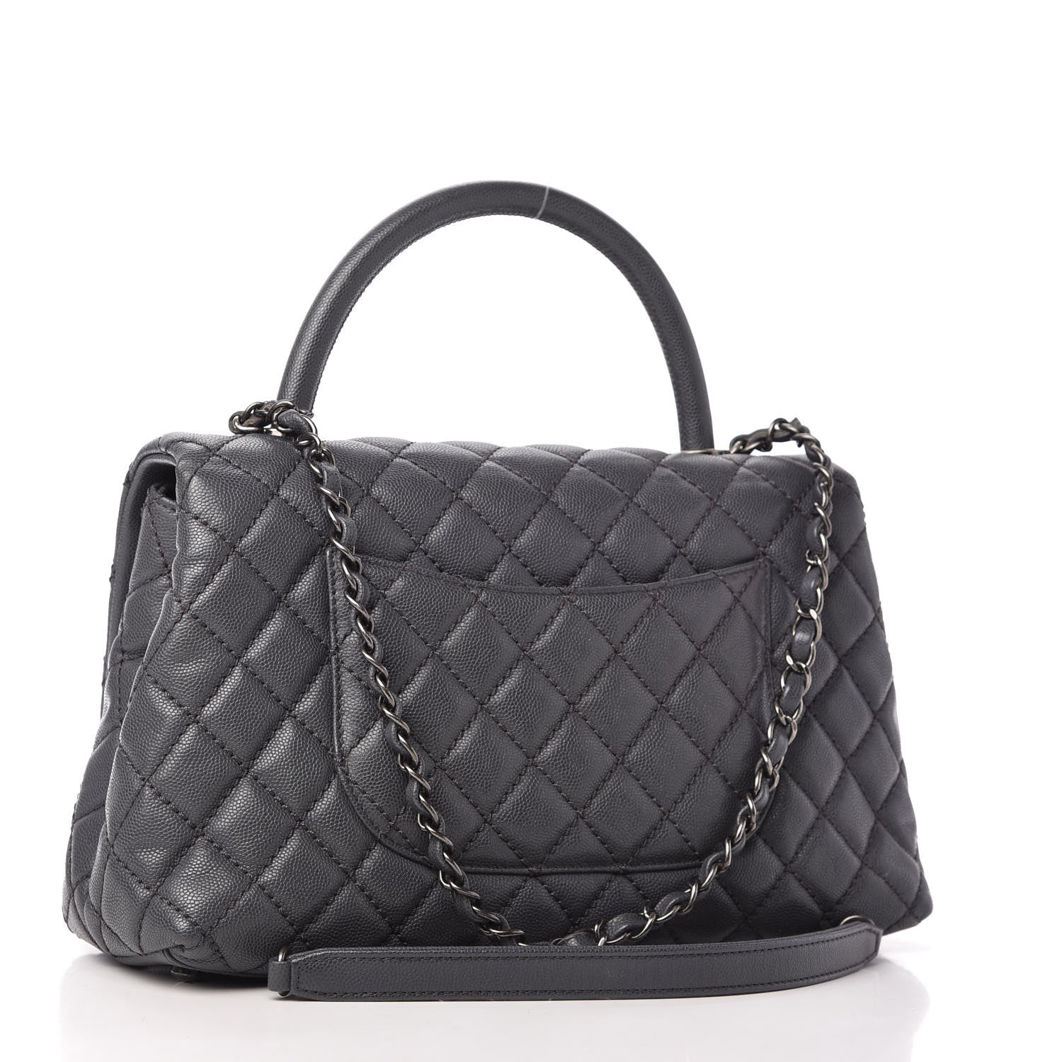 Chanel Caviar Quilted Small Coco Handle Flap Gray 3 of 10