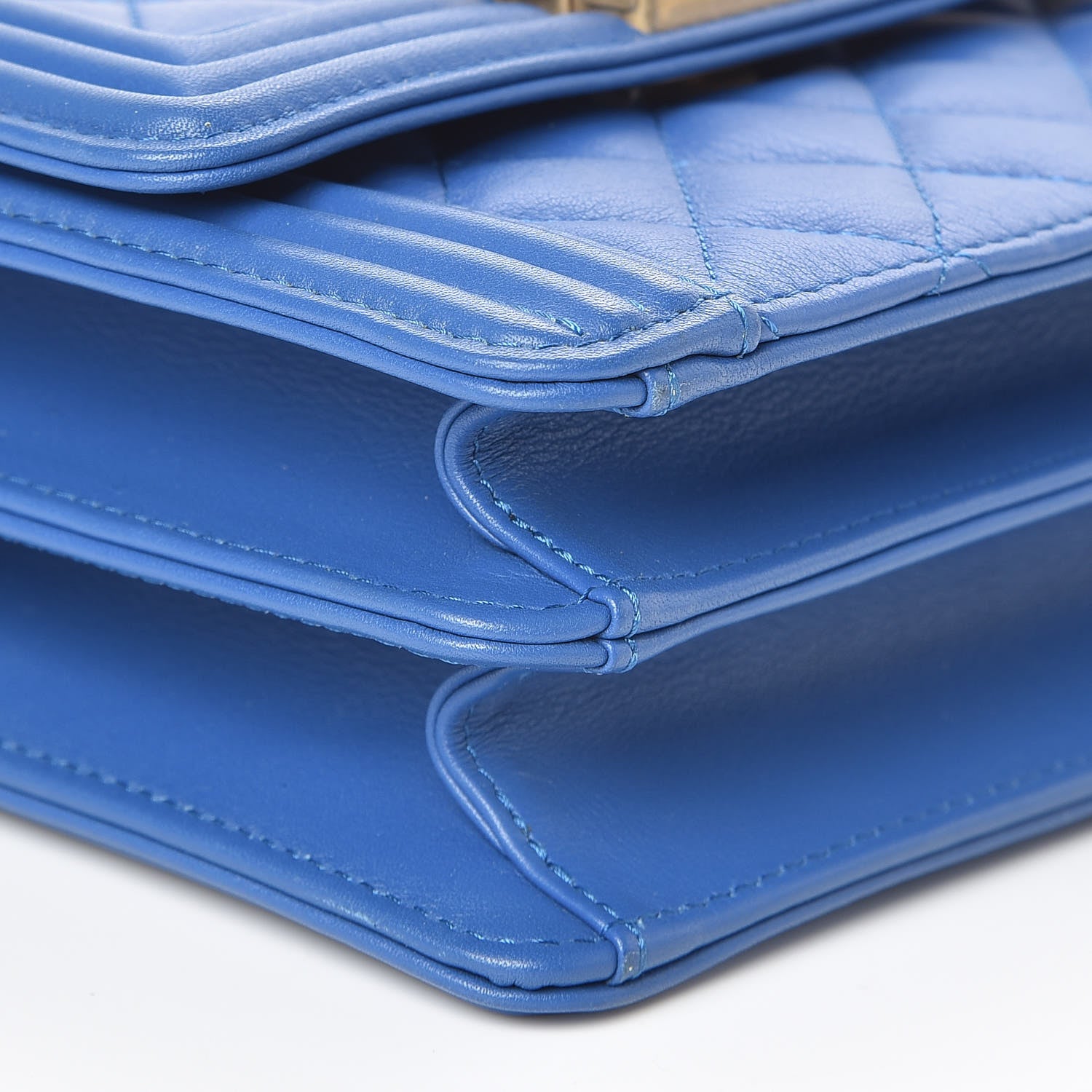 Chanel Calfskin Quilted North South Boy Flap Blue 8 of 9