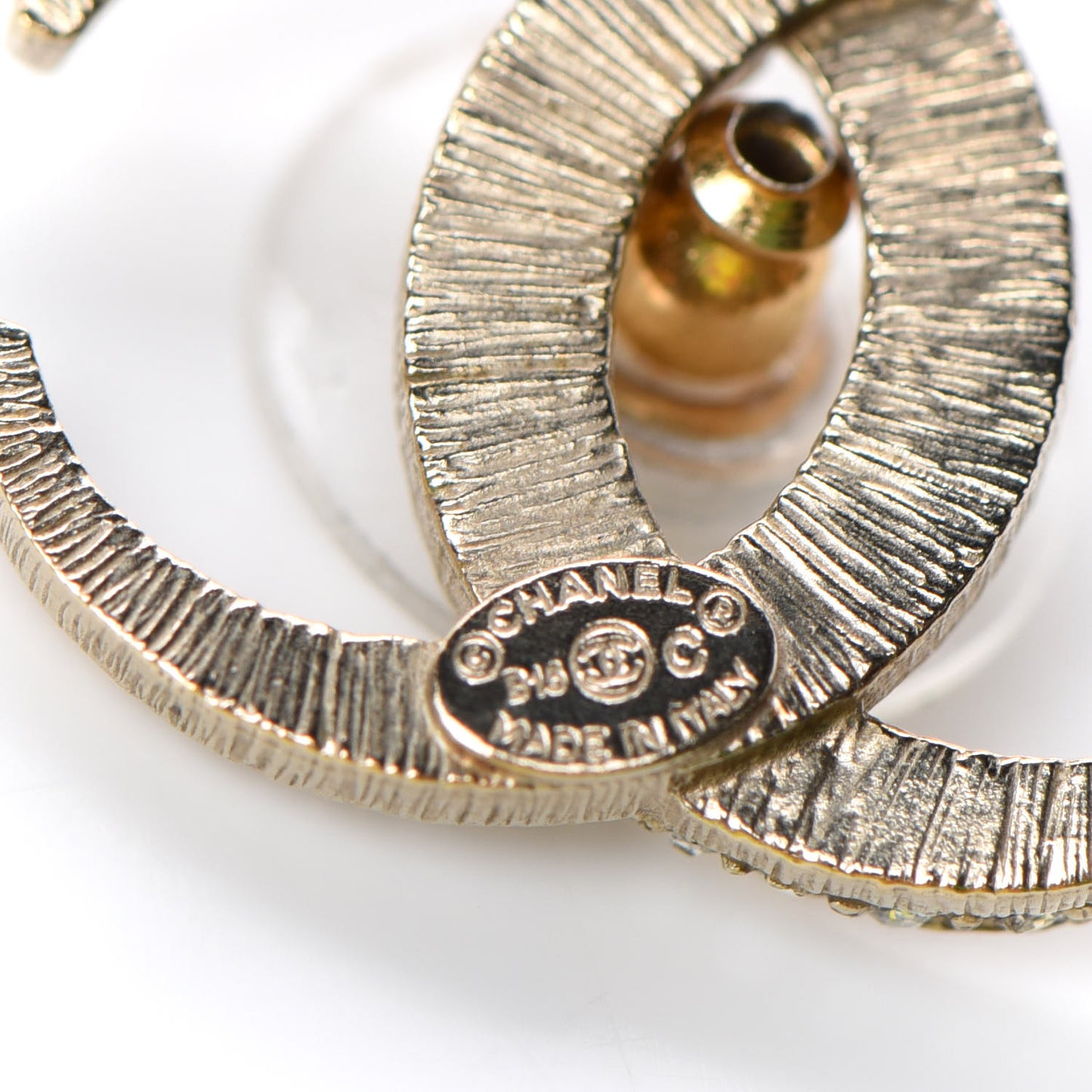 Crystal CC Moon Earrings Gold
