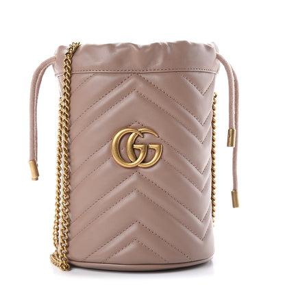 Gucci Calfskin Matelasse Mini GG Marmont 2.0 Bucket Bag Porcelain Rose 1 of 9