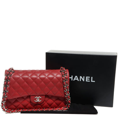 Chanel Caviar Jumbo Double Flap Dark Red 5 of 9