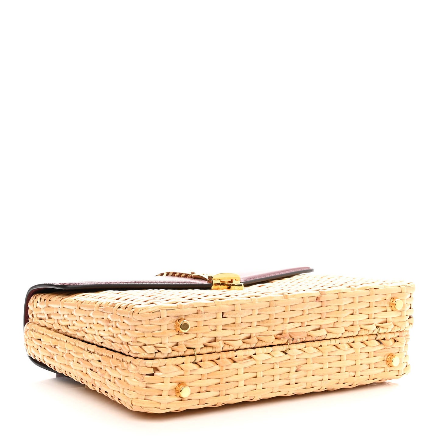 Wicker Calfskin Small Sylvie Top Handle Bag Naturale Rubicund