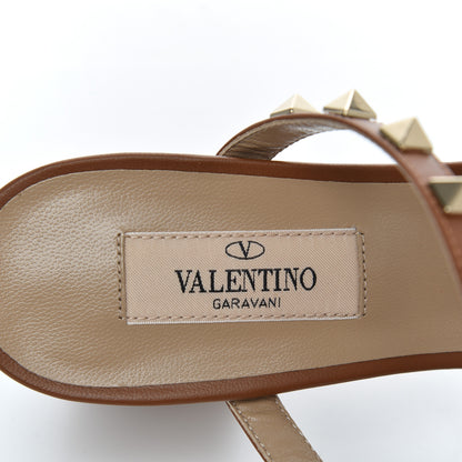 Valentino Garavani Calfskin Nappa Rockstud 60mm Caged Slide Sandals 36.5 Tobacco 6 of 13