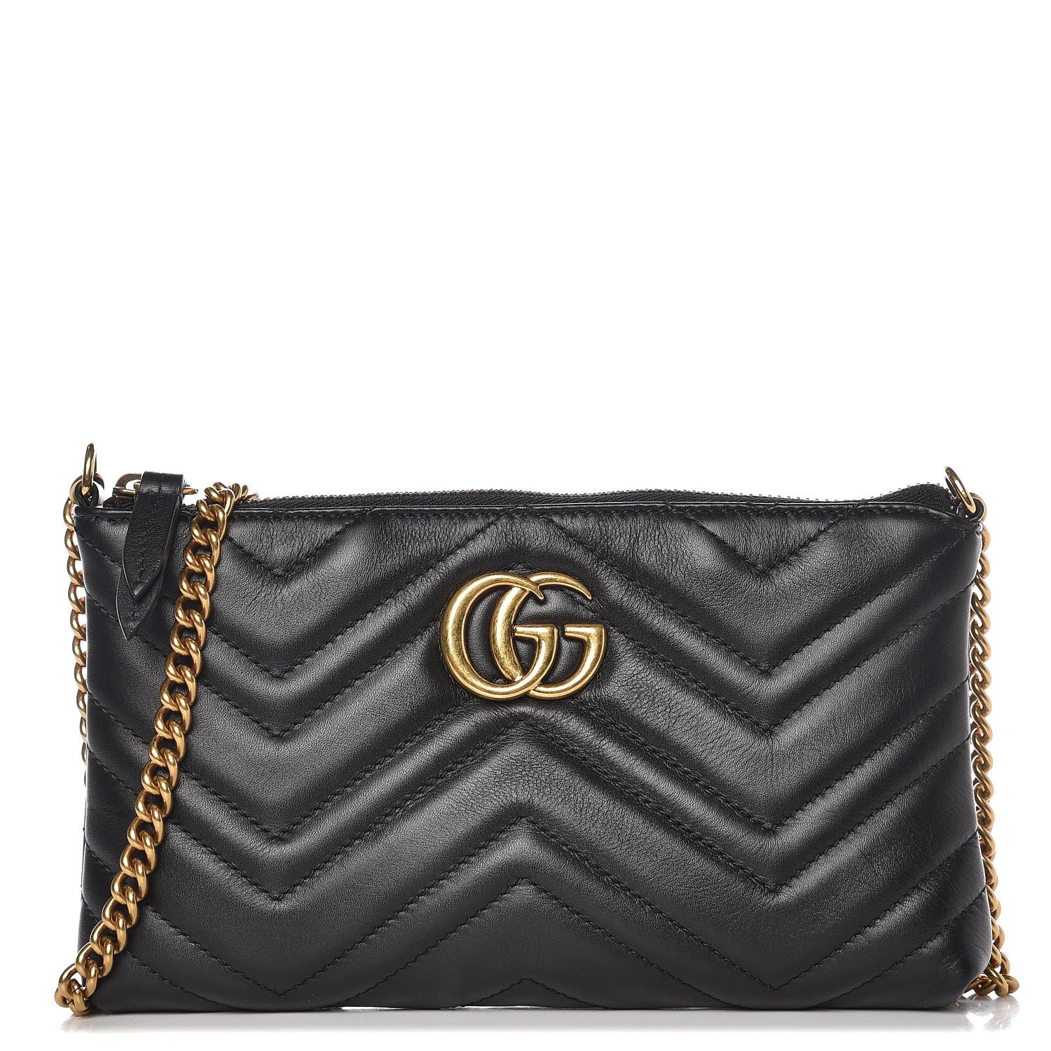 Gucci Calfskin Matelasse Mini GG Marmont Chain Bag Black 1 of 15
