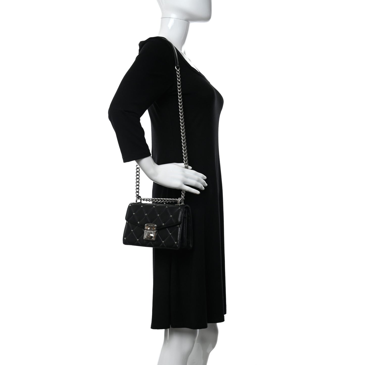 Pattina Nappa Crystal Studded Borchie Flap Bag Black