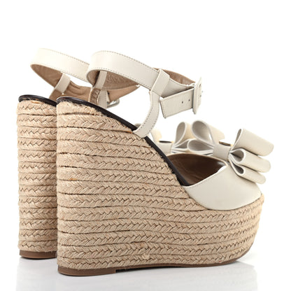 Valentino Garavani Nappa Bow Espadrille Platform Wedge Sandals 40 Light Ivory 4 of 10