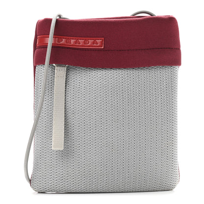 Prada Neoprene Mesh Pouch Burgundy Silver 1 of 9
