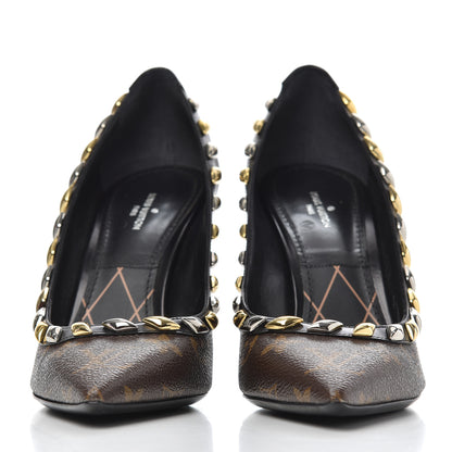 Louis Vuitton Calfskin Monogram Eldorado Pumps 38 Cacao 2 of 12