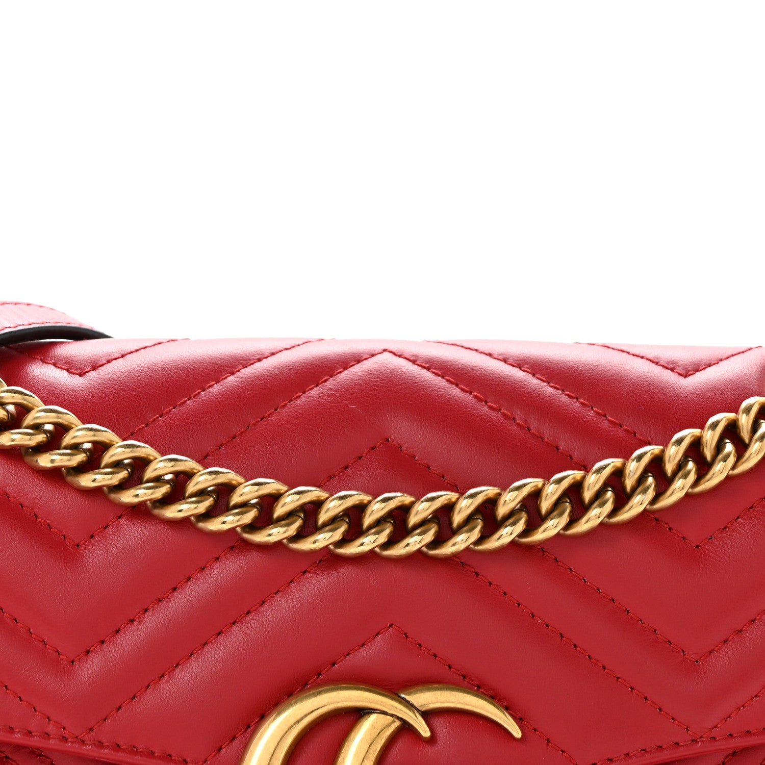 Gucci Calfskin Matelasse Small GG Marmont Shoulder Bag Hibiscus Red 8 of 13