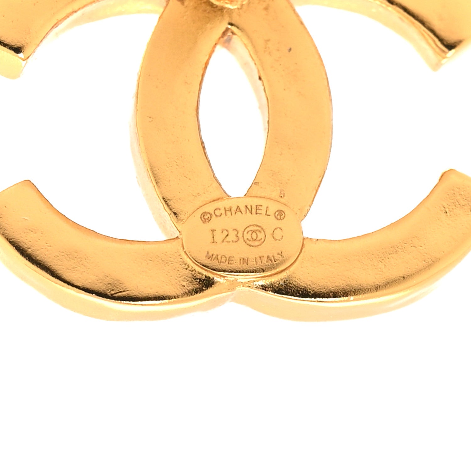 Chanel Enamel CC Earrings Gold White 4 of 4