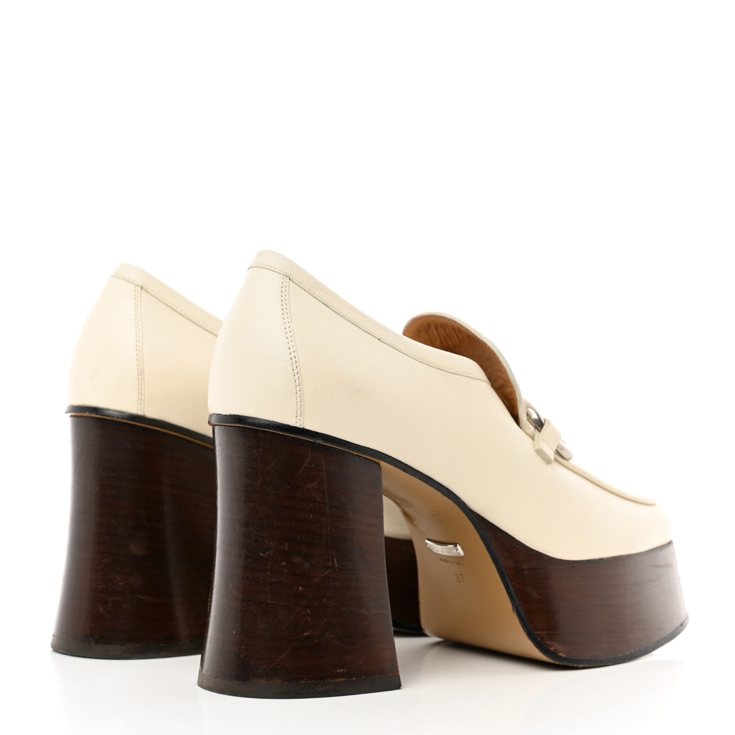 Gucci Malaga Kid Horsebit Platform Loafers 37 Mystic White 4 of 24