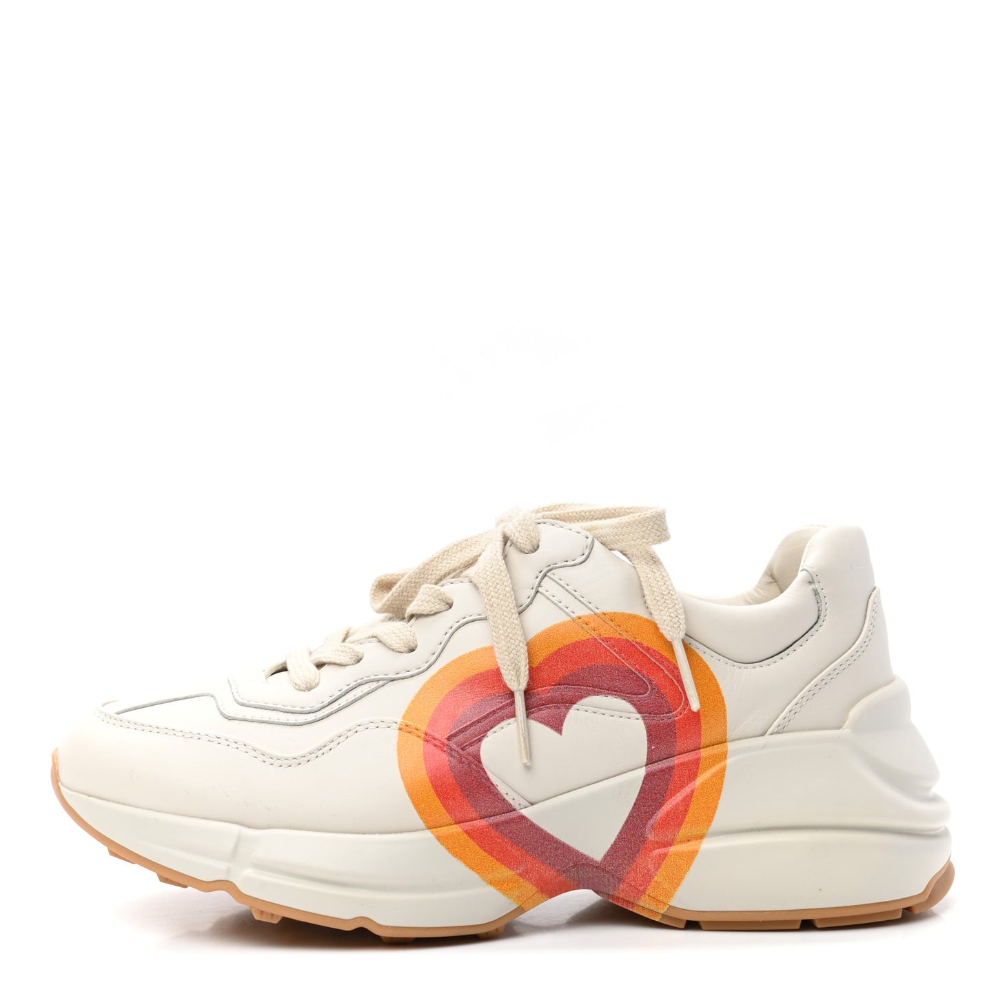 Calfskin Interlocking G Heart Rhyton Sneakers 35 Mystic White