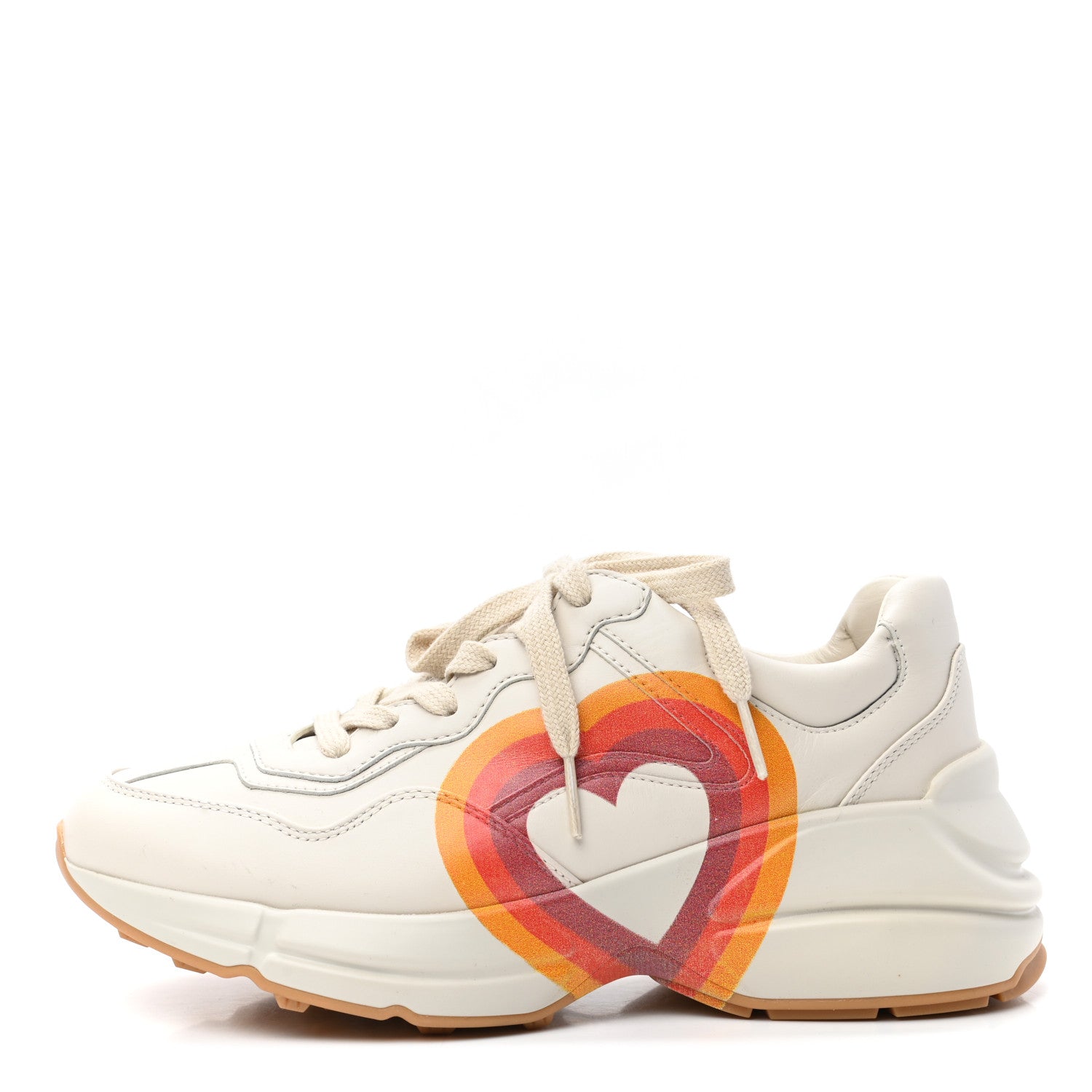 Gucci Calfskin Interlocking G Heart Rhyton Sneakers 35 Mystic White 1 of 8