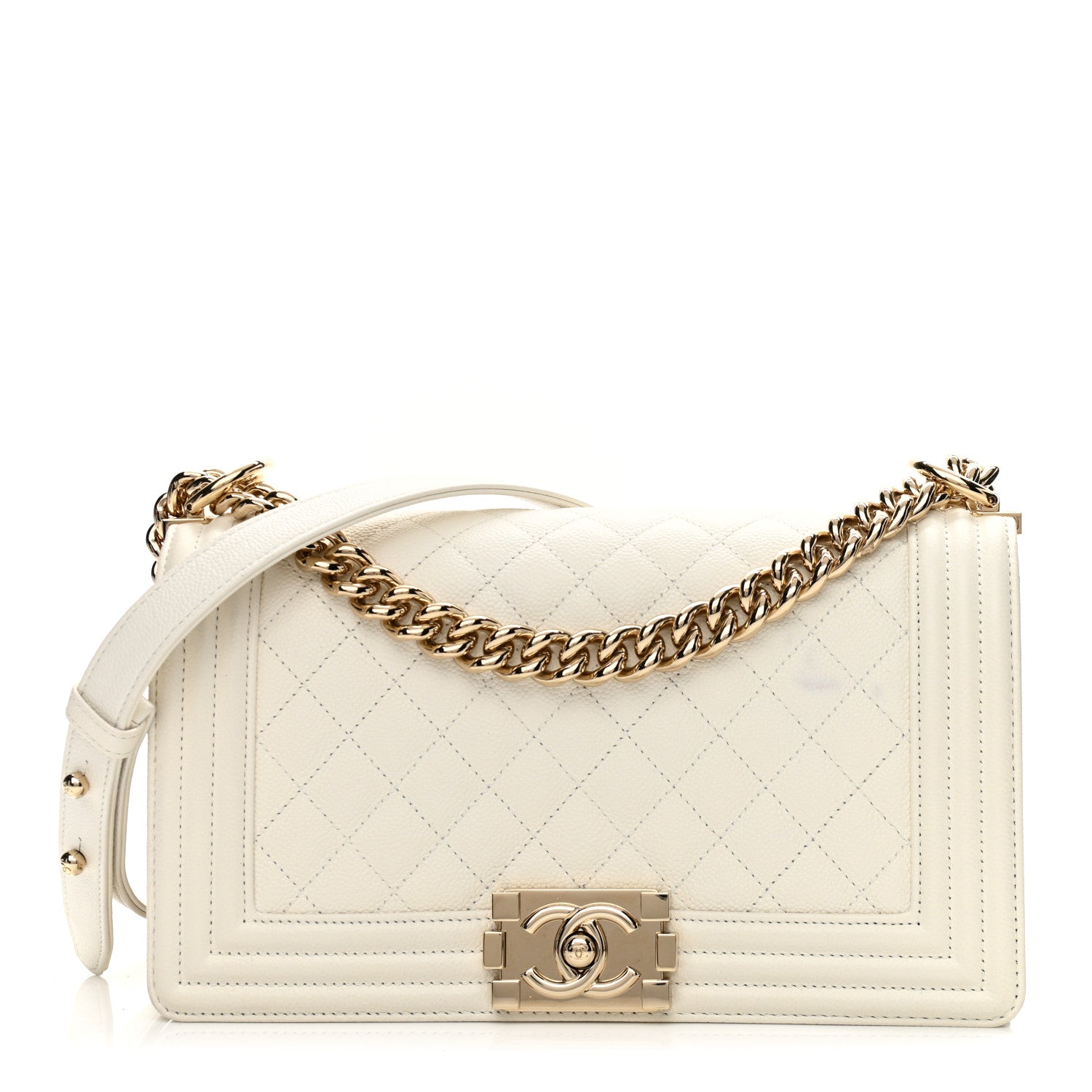 Chanel Caviar Quilted Medium Boy Flap White 1 of 11