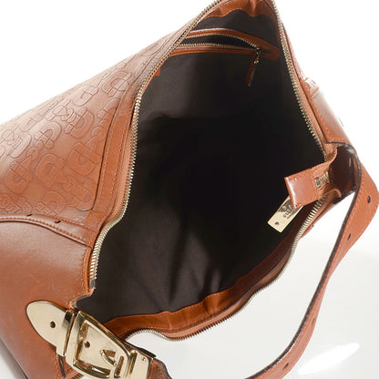 Gucci GGUCCI Calfskin Horsebit Embossed Glam Hobo Tan 5 of 7