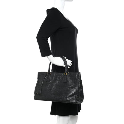 Prada Ostrich Tote Black 2 of 13