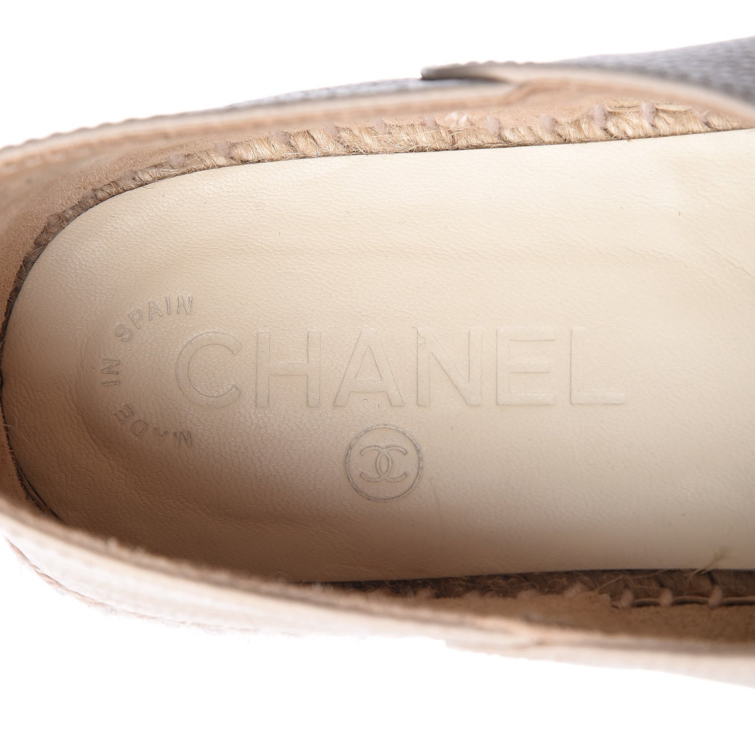 Chanel Grained Calfskin CC Espadrilles 41 Beige Black 7 of 9