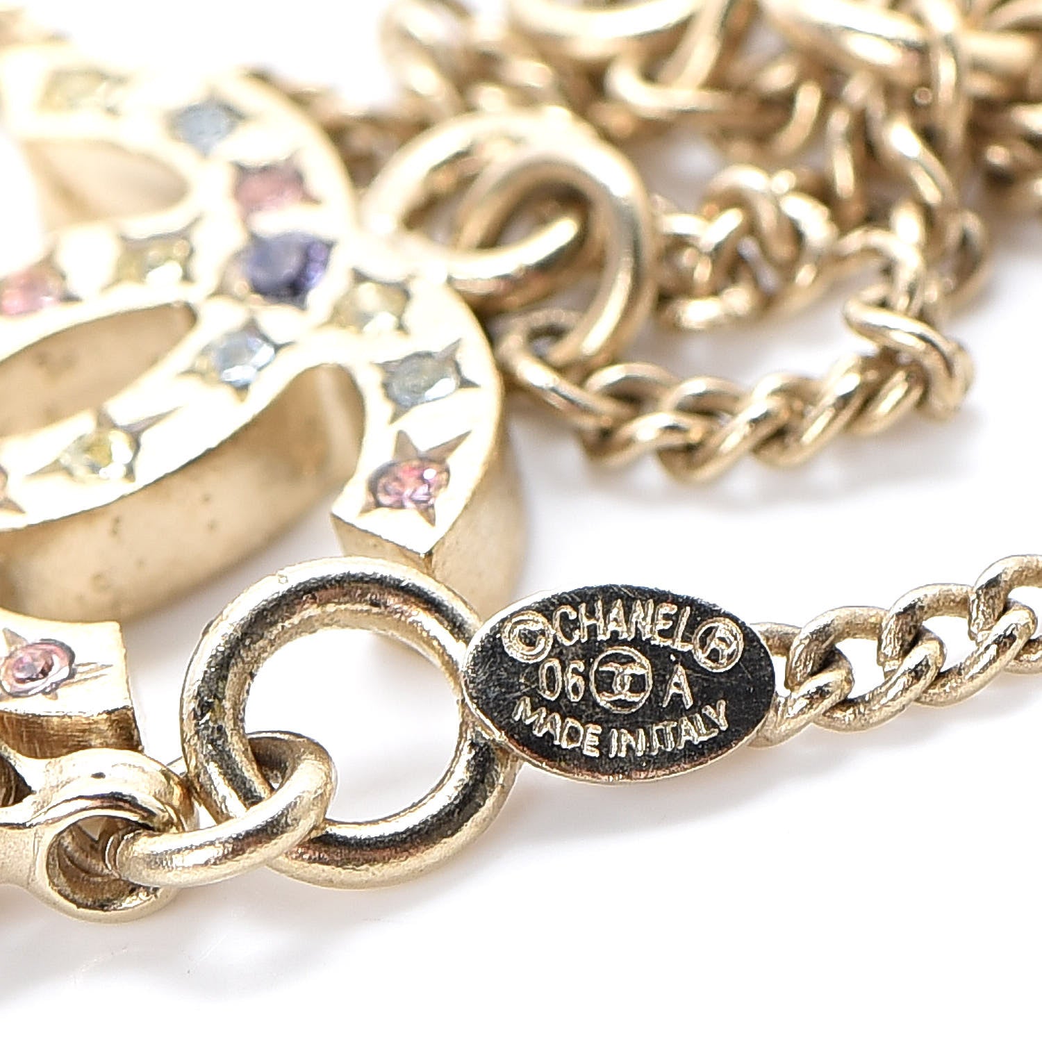 Chanel Crystal Chain CC No 5 Charm Bracelet Gold Multicolor 5 of 5