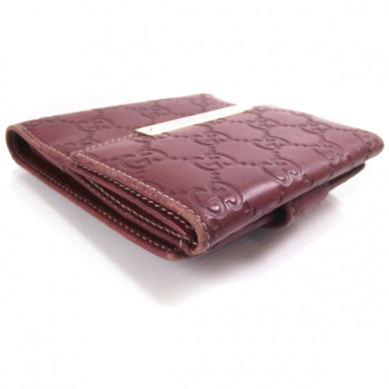 Gucci Guccissima Metal Bar French Flap Wallet Dark Red 8 of 9