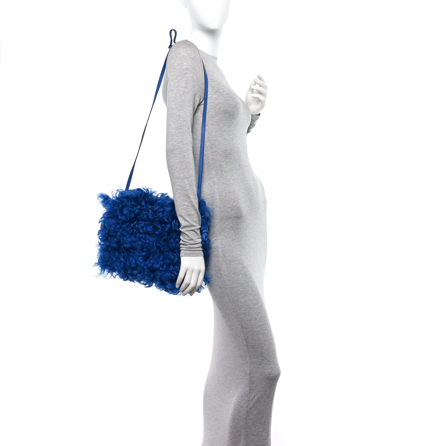 Loewe Nappa Shearling Flamenco Knot Clutch Blue 2 of 10