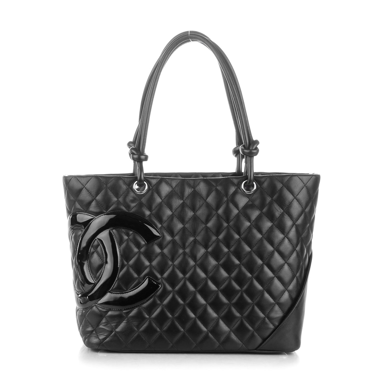 Calfskin Quilted Large Cambon Tote Black