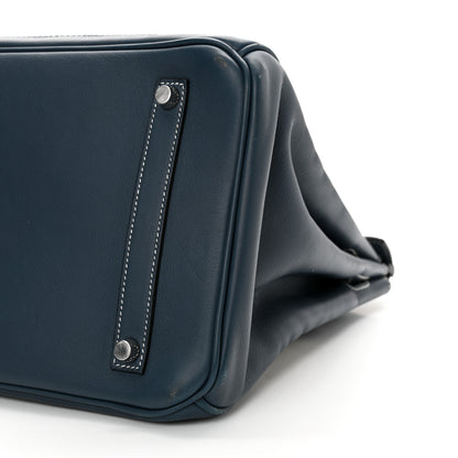 Hermes Swift Toile Ghillies Birkin 35  Bleu Saphir 10 of 13