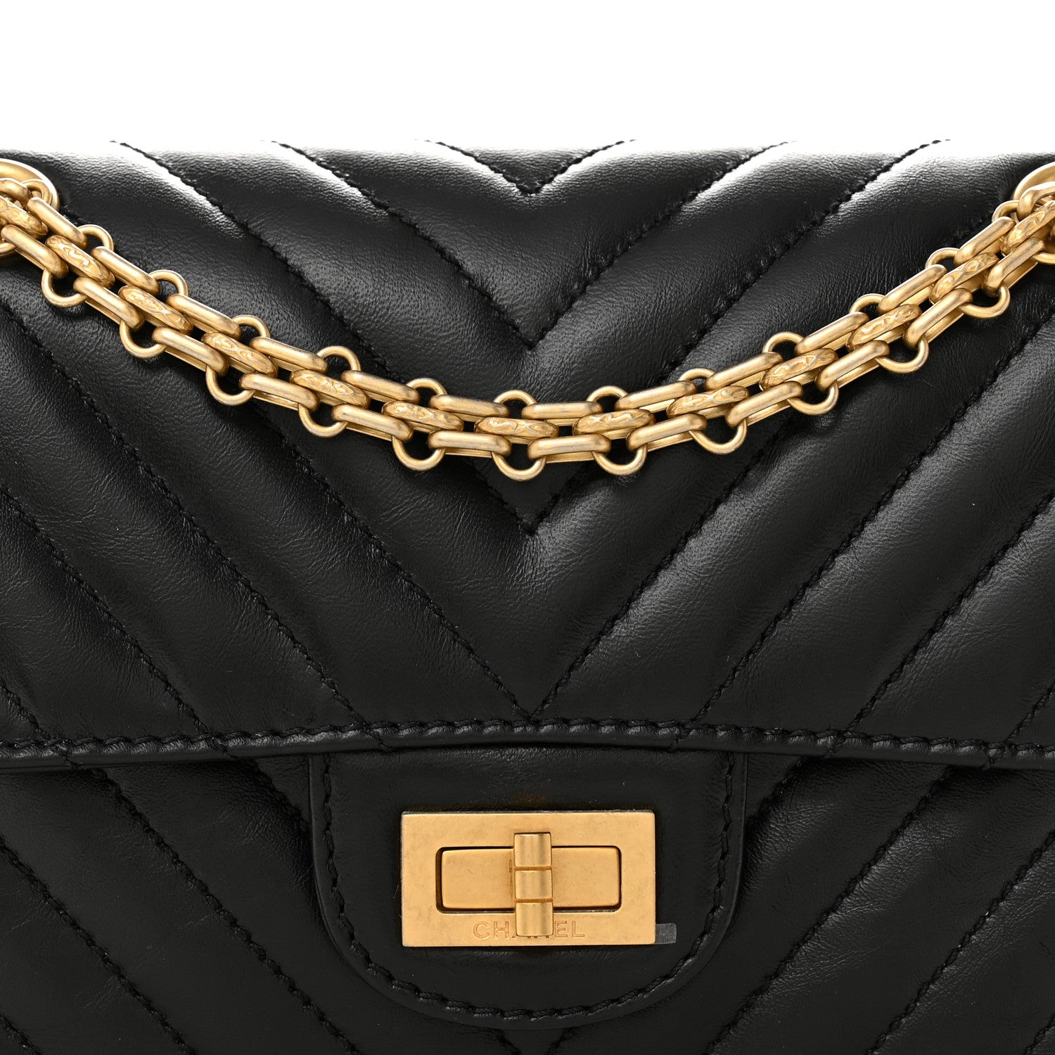 Chanel Aged Calfskin Chevron Quilted 2.55 Reissue Mini Flap Black 8 of 11