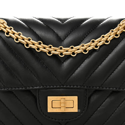 Chanel Aged Calfskin Chevron Quilted 2.55 Reissue Mini Flap Black 8 of 11