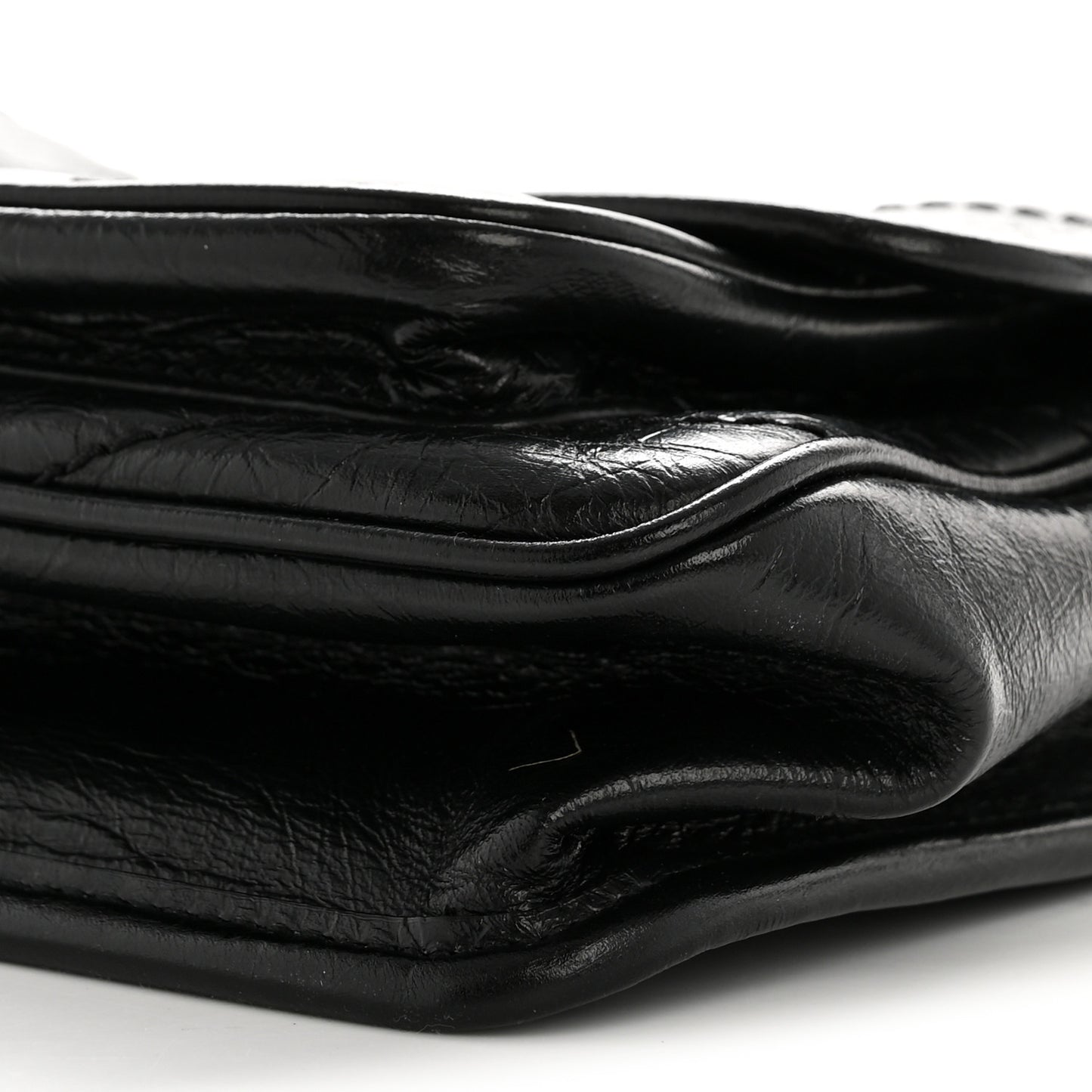 Crinkled Calfskin Matelasse Monogram Baby Niki Chain Satchel Black