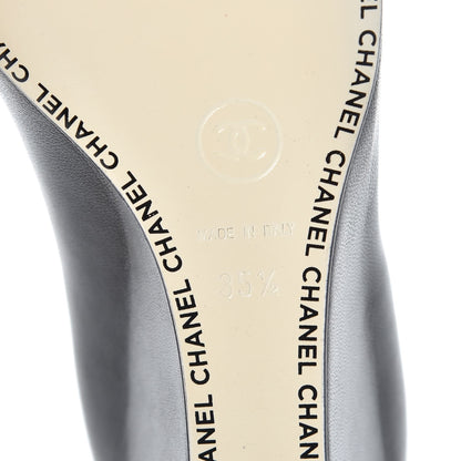 Chanel Lambskin Patent Cap Toe Wedges 35.5 Black 7 of 8