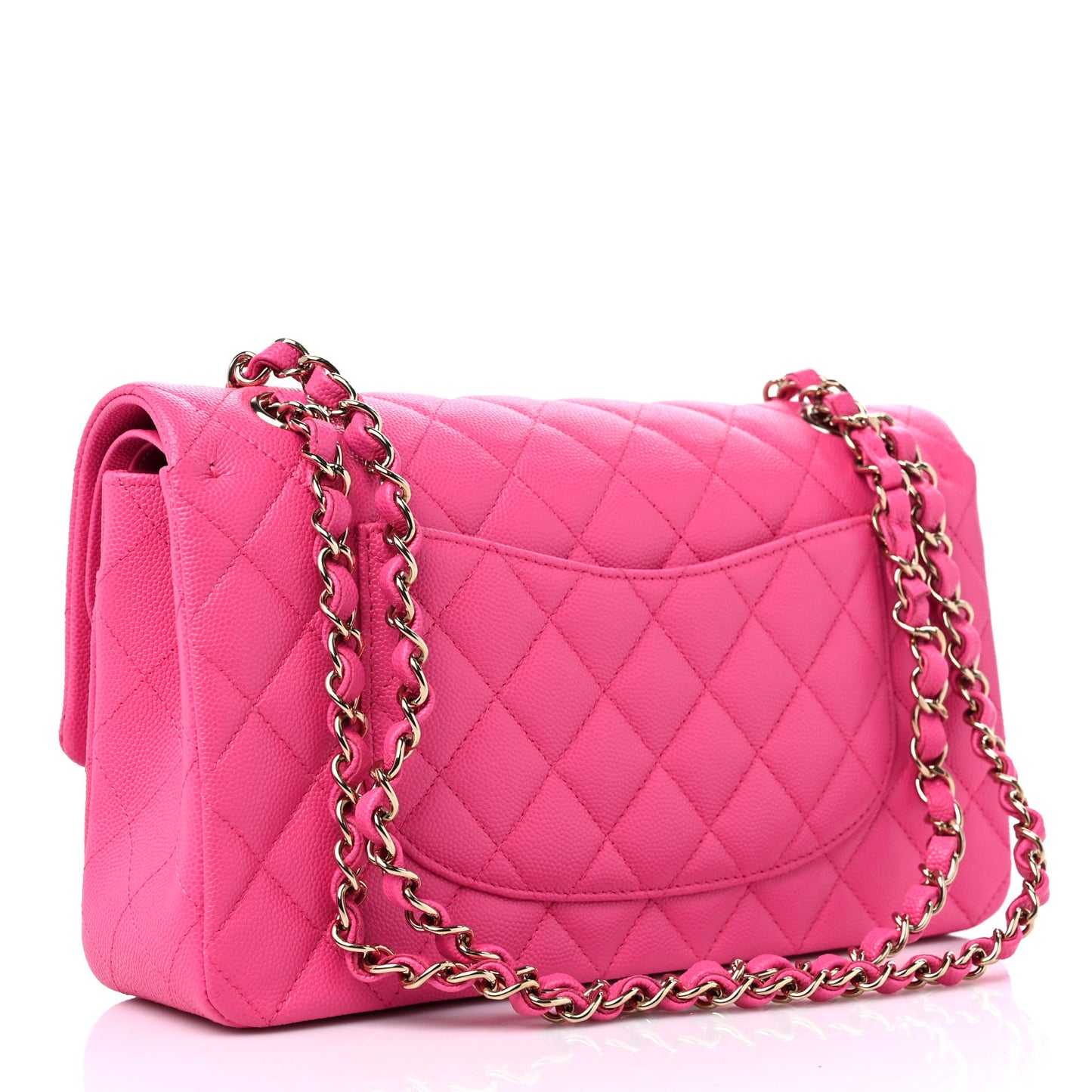 Caviar Quilted Medium Double Flap Dark Pink