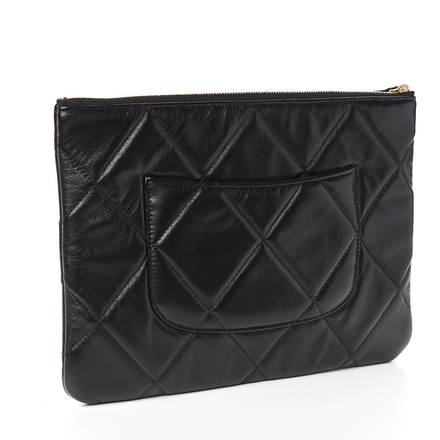 Goatskin Quilted Large 19 Cosmetic Case Black